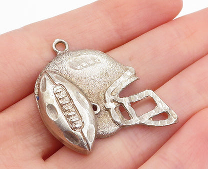 925 Sterling Silver  Vintage Football & Helmet Motif Sports Pendant  PT3249