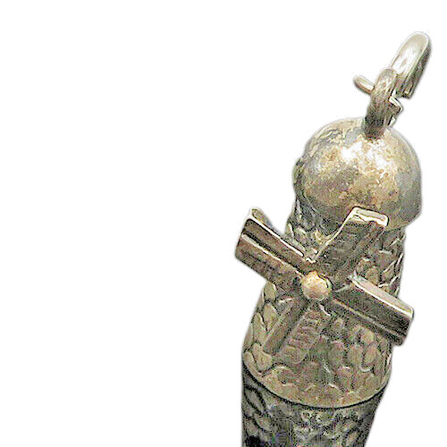 925 Sterling Silver  Vintage Dark Tone Windmill Motif Pendant  PT15914
