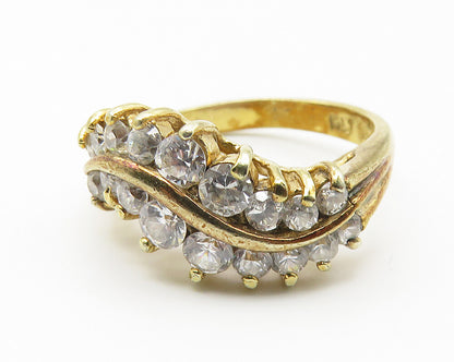 PAJ 925 Silver  Vintage Cubic Zirconia Gold Plated Band Ring Sz 7  RG11614
