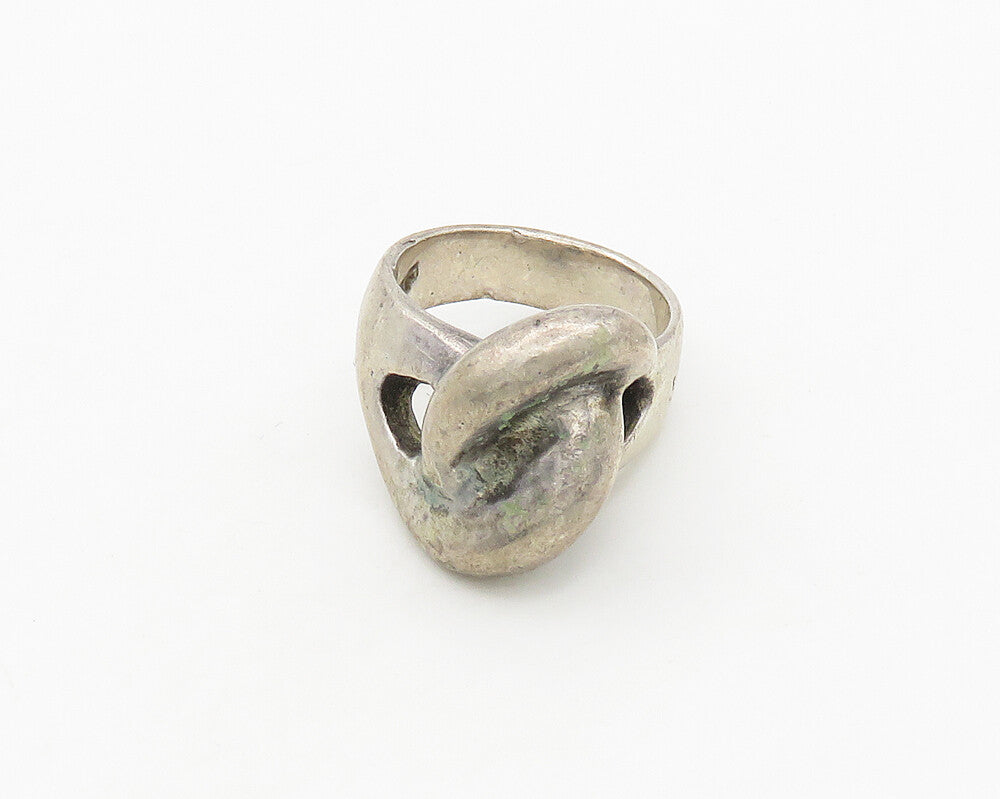 MEXICO 925 Sterling Silver  Vintage Dark Tone Loop Knot Band Ring Sz 7 RG19587