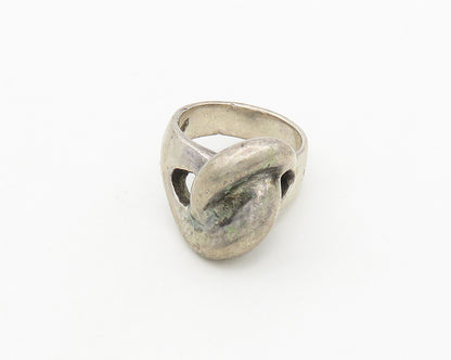 MEXICO 925 Sterling Silver  Vintage Dark Tone Loop Knot Band Ring Sz 7 RG19587