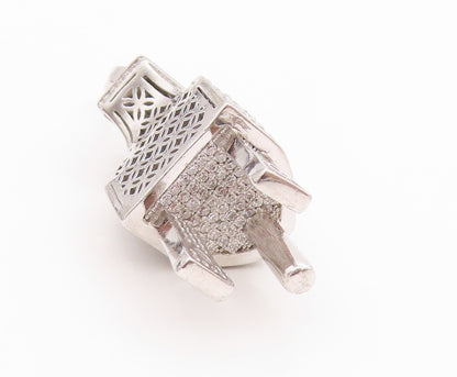925 Sterling Silver Vintage Pendant Clustered CZ Electric Power Plug  PT24844