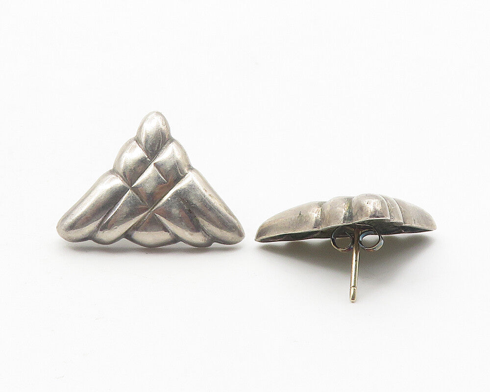 925 Sterling Silver  Vintage Shiny Triangle Design Drop Earrings  EG6191