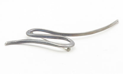 925 Sterling Silver  Vintage Oxidized Swirl Scribble Large Brooch Pin  BP4350