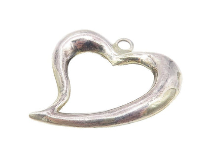 925 Sterling Silver  Vintage Dark Tone Open Love Heart Smooth Pendant  PT9031