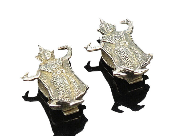 SIAM 925 Sterling Silver  Vintage Dark Tone Dancer Drop Earrings  EG10526