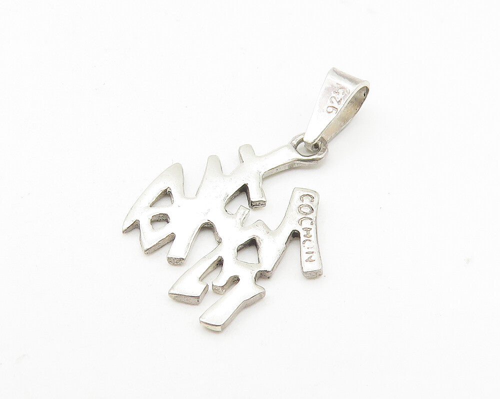 925 Sterling Silver  Vintage Shiny Chinese Character Drop Pendant  PT8776