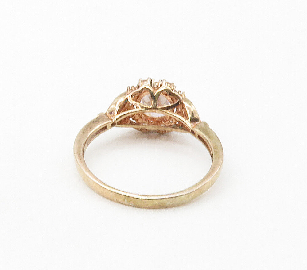 925 Sterling Silver  Cubic Zirconia Rose Gold Plated Band Ring Sz 10  RG16771