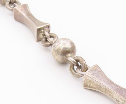 925 Sterling Silver Vintage Necklace MEXICO Solid Geometric Link HEAVY  NE4880