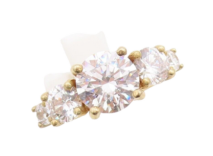 925 Sterling Silver Vintage Ring Gold Plated CZ Wedding Ring  Sz 7  RG29629