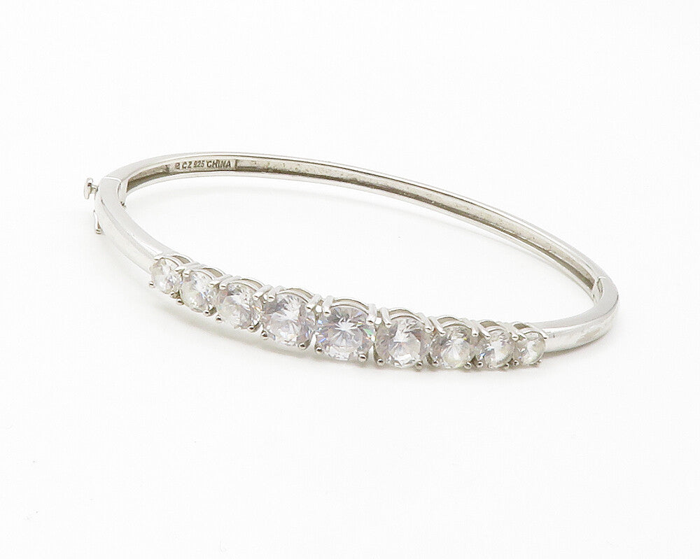 ROSS SIMON 925 Sterling Silver  Shiny Cubic Zirconia Bangle Bracelet  BT5467