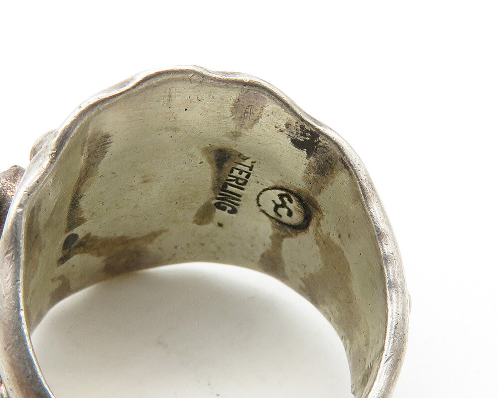 NAVAJO 925 Sterling Silver  Vintage Cabochon Cut Tiger's Eye Ring Sz 5  RG19851