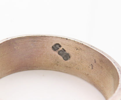 925 Sterling Silver Vintage Ring Classic Carved Ocean Wave Band  Sz 14  RG35503