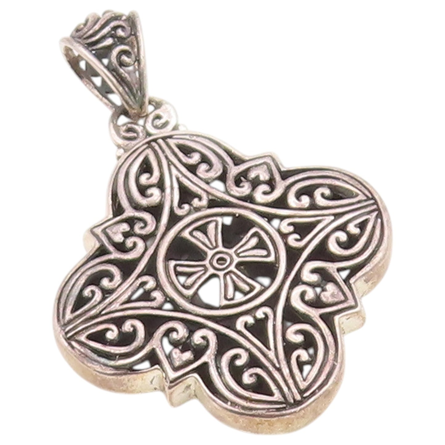 925 Sterling Silver Vintage Pendant Intricate Filigree Quatrefoil Cross  PT26402
