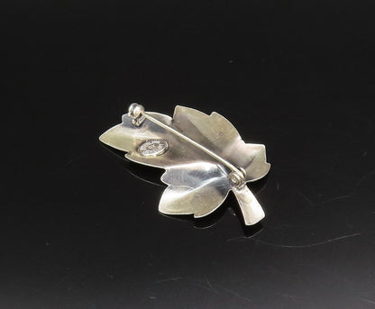 JEWELART 925 Silver  Vintage Mesh Textured Maple Leaf Brooch Pin  BP10017