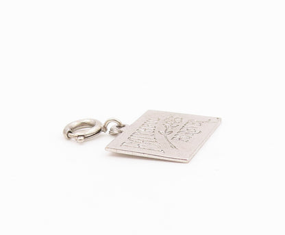 925 Sterling Silver  Vintage Shiny Square Faithful Forever Pendant  PT18882