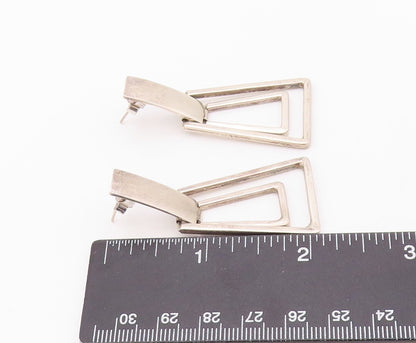 925 Sterling Silver Vintage Earrings MEXICO Trapezoid Rectangle Cut Top  EG13431