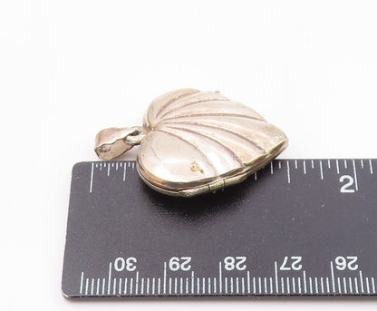 925 Sterling Silver Vintage Shiny Love Heart Locket Pendant (OPENS) PT19222