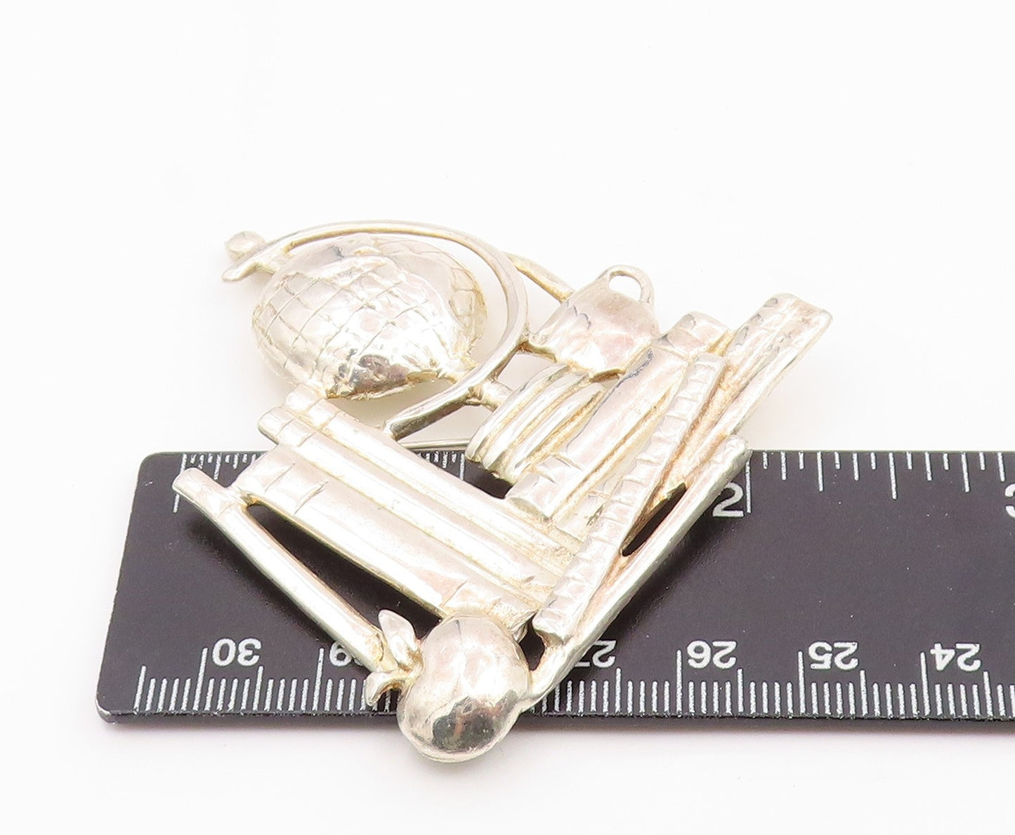 925 Sterling Silver Vintage Brooch Pin Modernist Teacher School Supplies BP12380