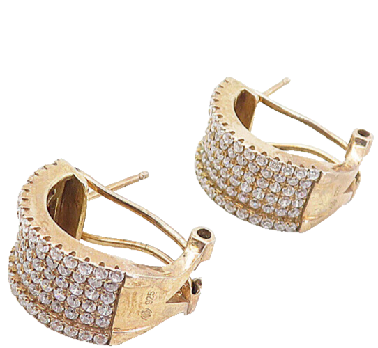 925 Sterling Silver  Topaz Encrusted Rose Gold Plated JHoop Earrings  EG4011