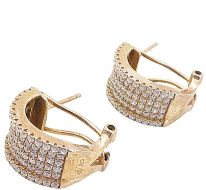 925 Sterling Silver  Topaz Encrusted Rose Gold Plated JHoop Earrings  EG4011