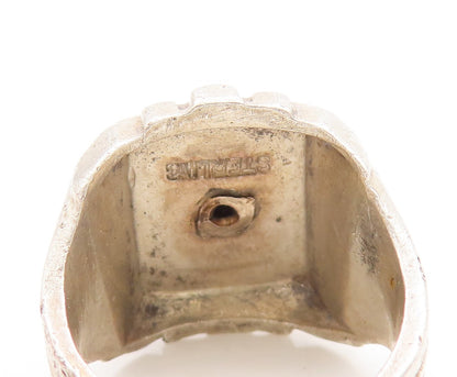 925 Sterling Silver Vintage Ring Antique Carved US Military Symbol Sz 5  RG28989