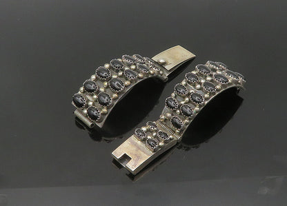 NAVAJO 925 Sterling Silver Vintage Black Onyx Watch Clips Straps TR2988