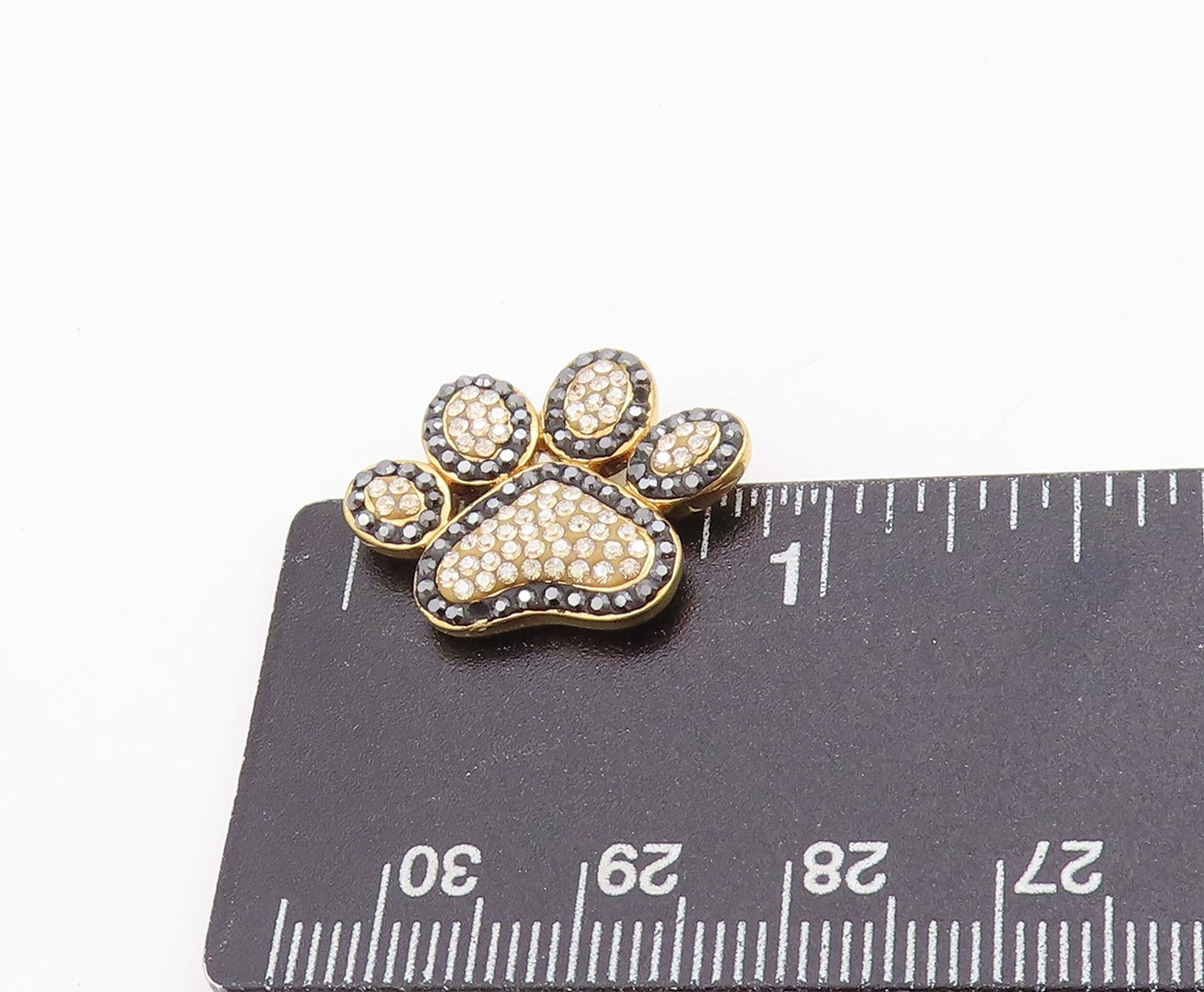 925 Sterling Silver Vintage Pendant 2 Tone Rhinestone Tiger Foot Print  PT24544