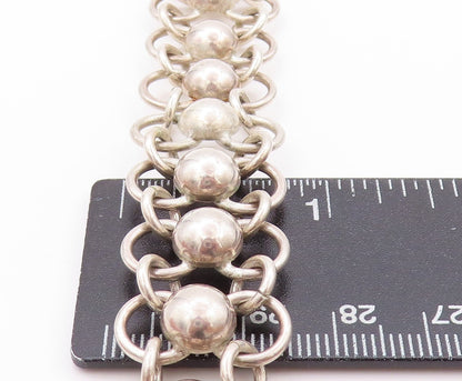 925 Sterling Silver Vintage Bracelet MEXICO Beaded Rings Interlocked  BT11239