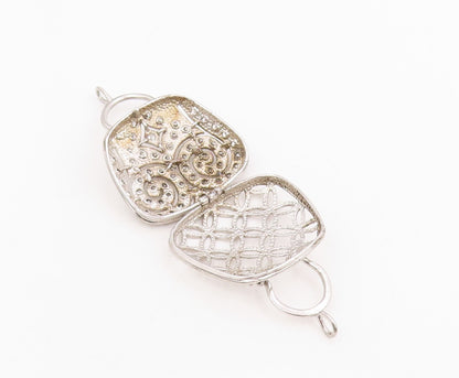 925 Sterling Silver Vintage Pendant Round CZ Openwork Handbag OPENS  PT25792