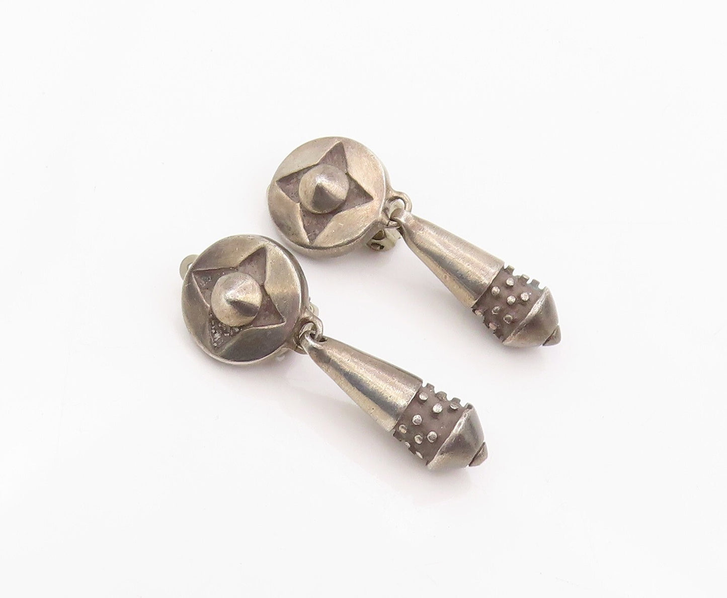 925 Sterling Silver Vintage Earrings LISA JENKS Dark Tone Antique Design EG13332