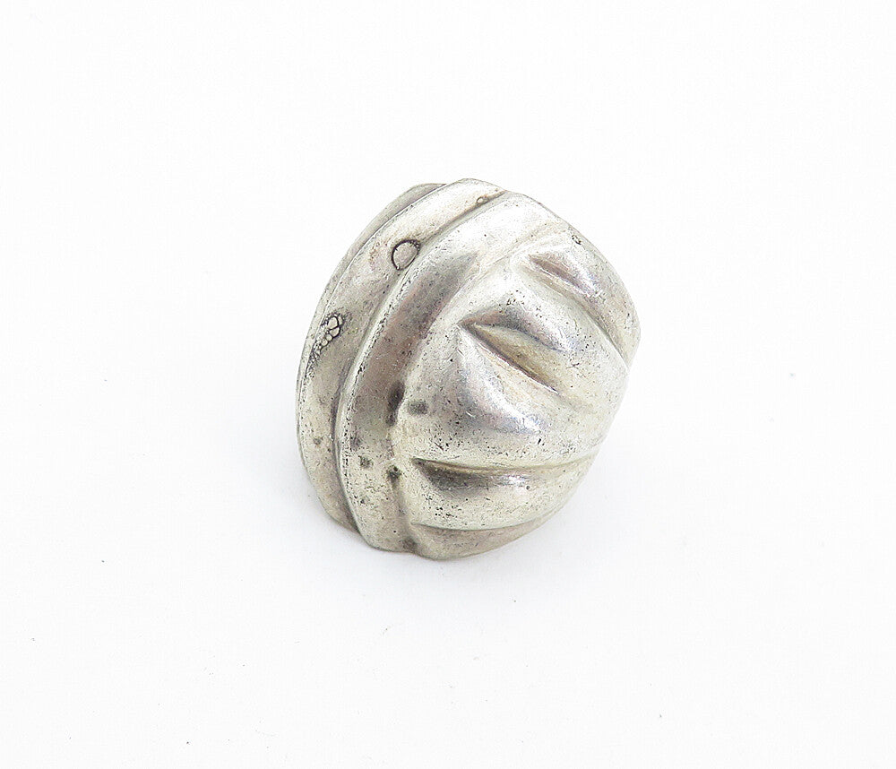 MEXICO 925 Silver  Vintage Scalloped Fluted Design Dome Band Ring Sz 6  RG6980