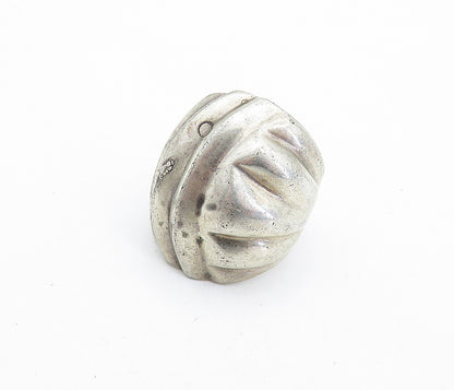 MEXICO 925 Silver  Vintage Scalloped Fluted Design Dome Band Ring Sz 6  RG6980
