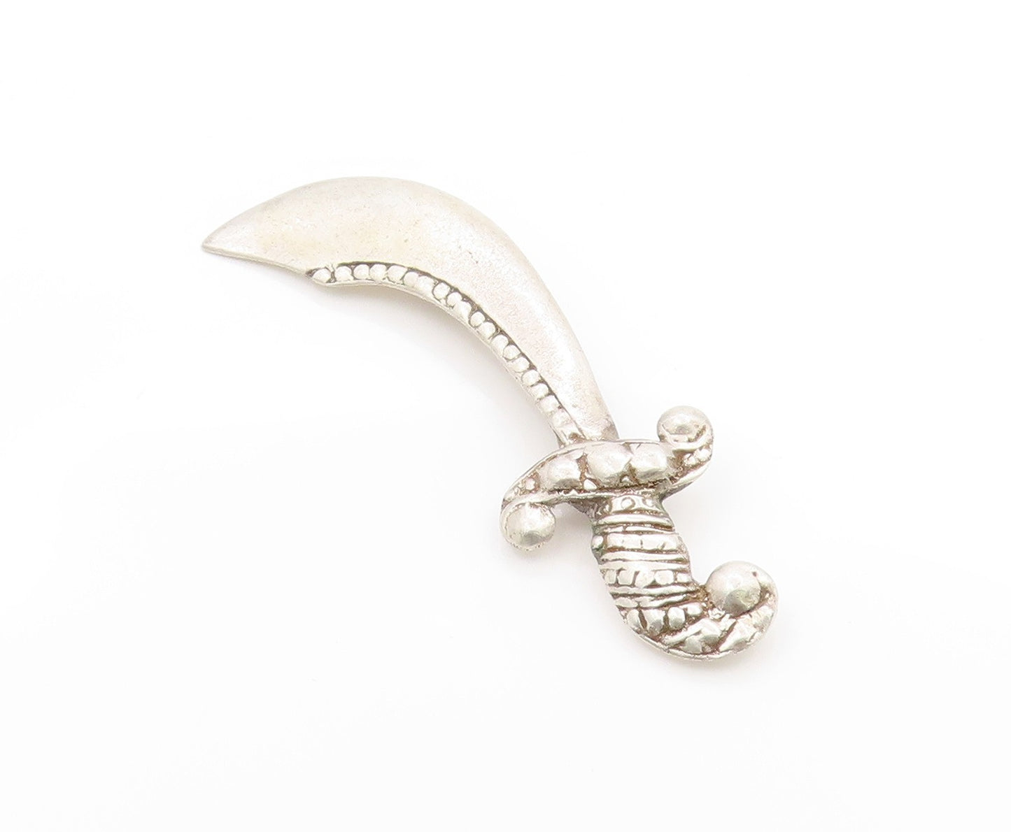 925 Sterling Silver Vintage Brooch Antique Scimitar Sword Warrior Pin   BP11884