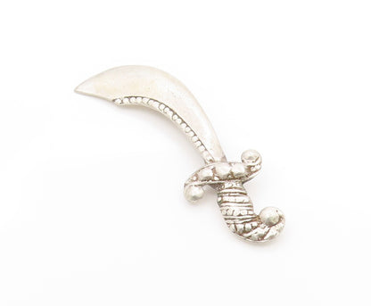 925 Sterling Silver Vintage Brooch Antique Scimitar Sword Warrior Pin   BP11884