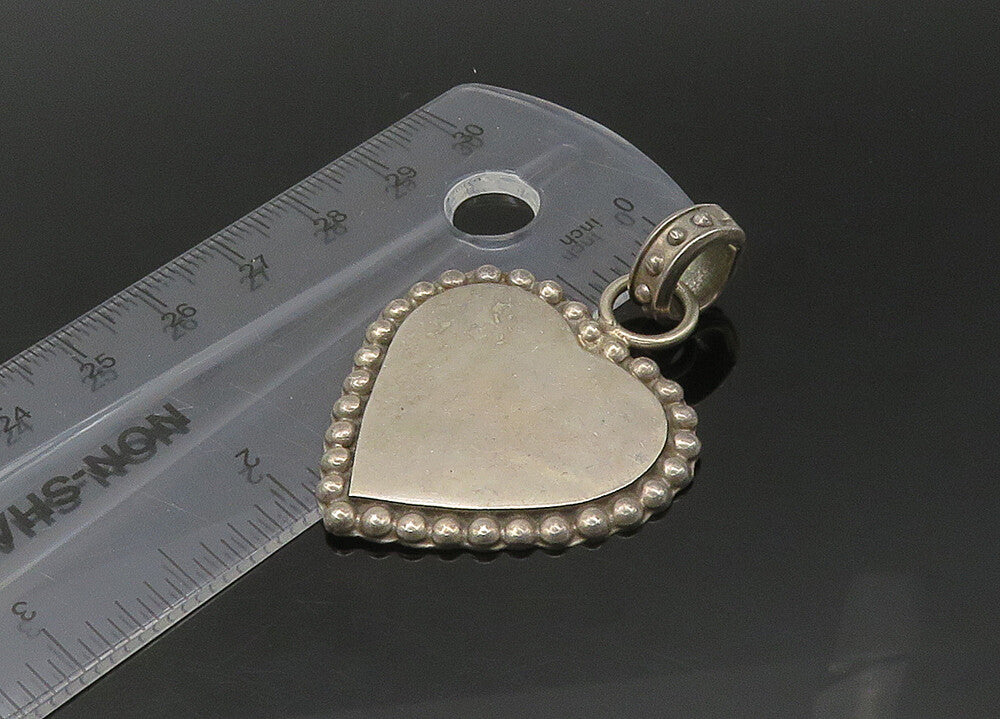 925 Sterling Silver  Vintage Bubble Border Smooth Love Heart Pendant  PT17801