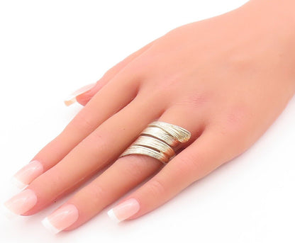 925 Sterling Silver Vintage Ring JACMEL Rough Surface Cutout Bypass Sz 7 RG28640