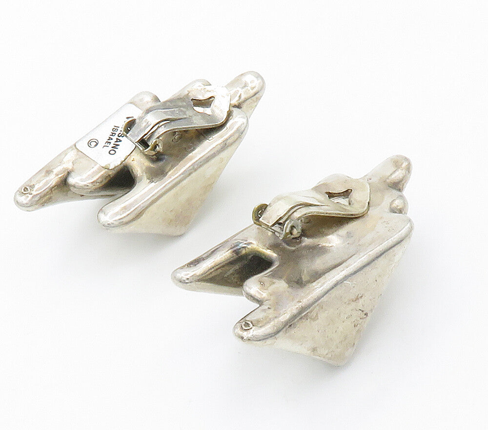 ISRAEL 925 Sterling Silver  Vintage Modernist Non Pierce Earrings  EG7787