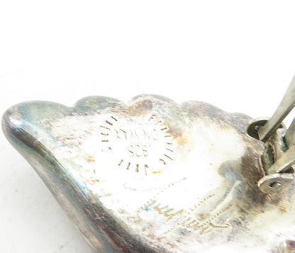 FREDERIC JEAN DUCLOS 925 Silver  Vintage Oxidized Non Pierce Earrings  EG4517