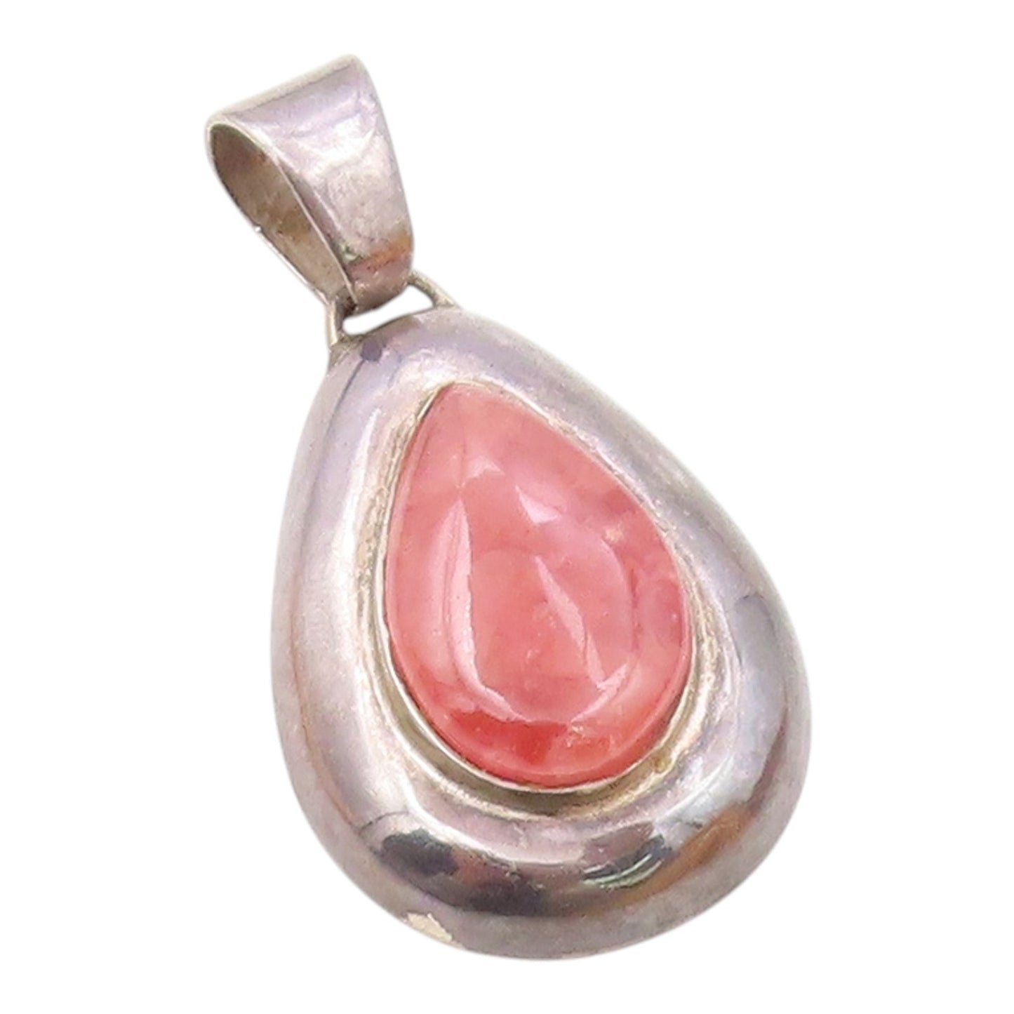 925 Sterling Silver  Vintage Cabochon Cut Quartz Tear Drop Pendant  PT11050