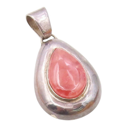 925 Sterling Silver  Vintage Cabochon Cut Quartz Tear Drop Pendant  PT11050