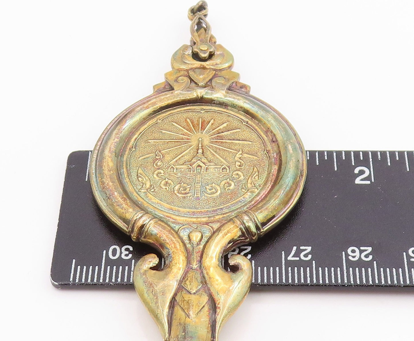 925 Sterling Silver Vintage Pendant Gold Plated Antique Large Key Locket PT26072