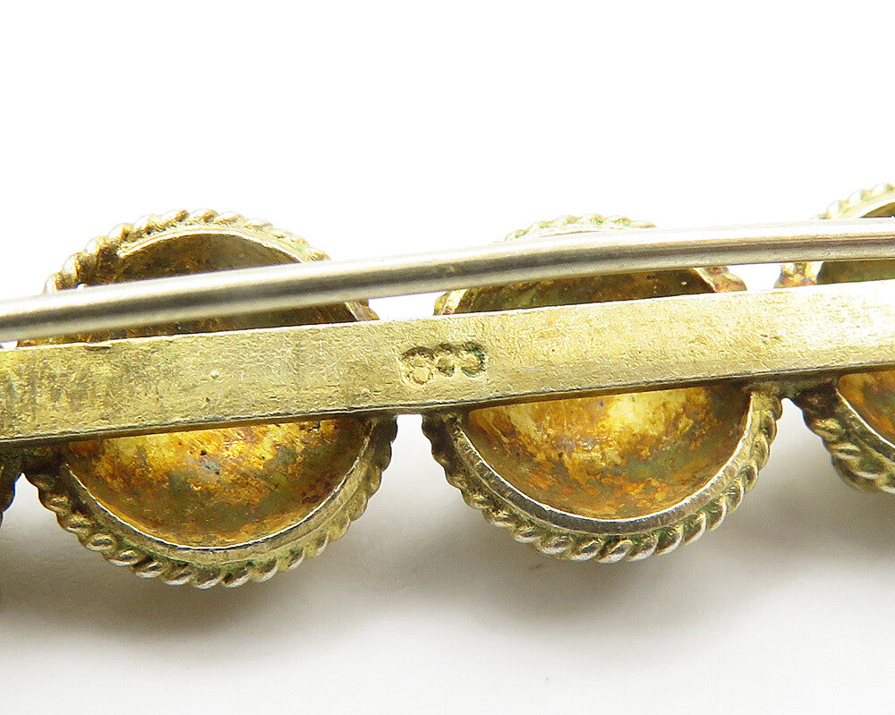 925 Sterling Silver  Vintage Wire Twist Floral Motif Bar Brooch Pin  BP7592