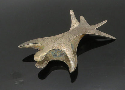 SIERRA MEXICO 925 Silver  Vintage Heavy Large Modernist Brooch Pin  BP8258