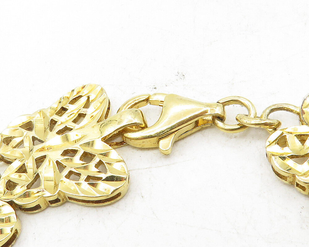 925 Sterling Silver  Gold Plated Diamond Cut Butterfly Chain Bracelet  BT4228