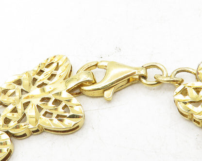 925 Sterling Silver  Gold Plated Diamond Cut Butterfly Chain Bracelet  BT4228