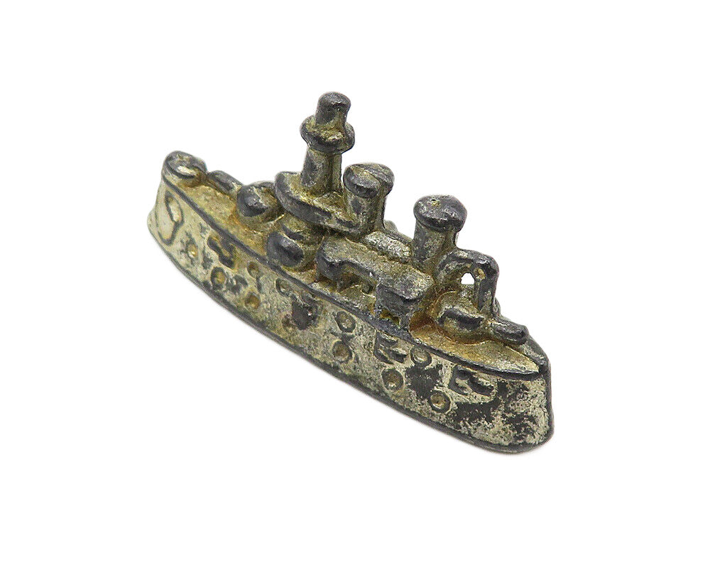 925 Sterling Silver  Vintage Petite Oxidized Ship Motif Table Trinket  TR1821