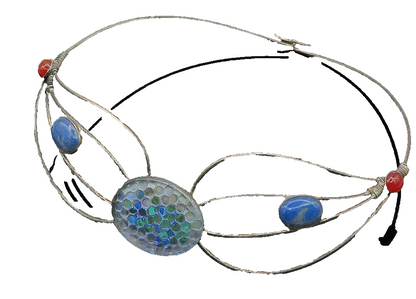 925 Sterling Silver  Vintage Lapis Lazuli & Carnelian Collar Necklace  NE3462