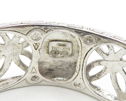 925 Silver & 14K GOLD  Topaz Amethyst & Citrine Floral Cuff Bracelet  BT7172