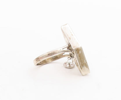 925 Sterling Silver Vintage Ring Diamond Shape Circle Cutout  Sz 8.5  RG31691